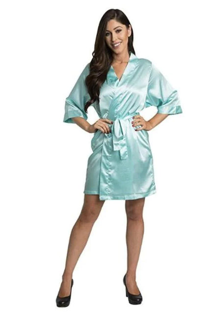 Kimono satin bleu