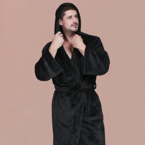 Miesten Pitkä Hupullinen Kylpytakki