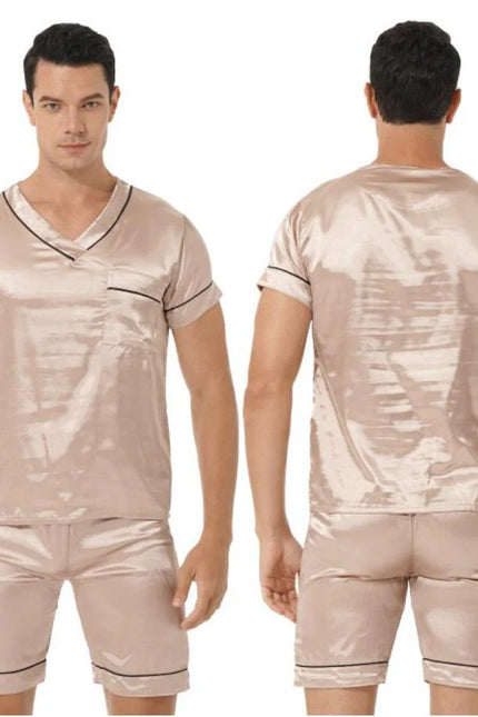 Beige Satiini Lyhyt Pyjama