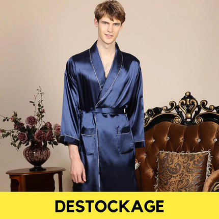 Peignoir Satin Homme Bleu M