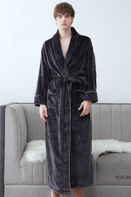 Miesten Pitkä Fleece Kylpytakki