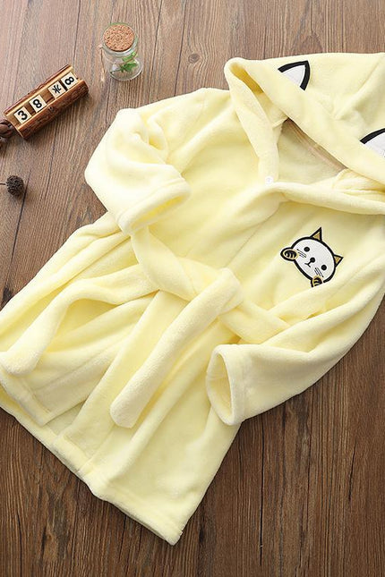 Peignoir Fille Chat Jaune