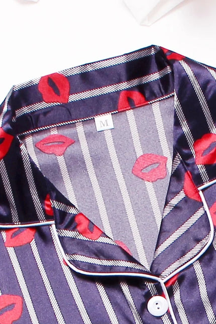 Sininen Satiini Lyhyt Pyjama