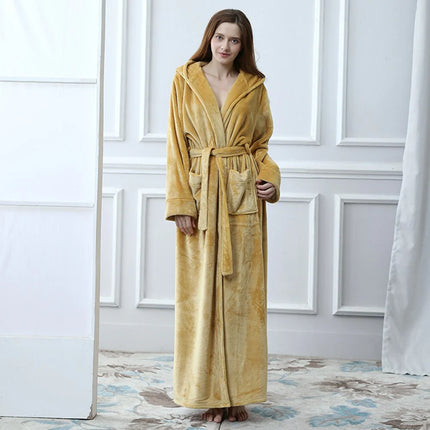 Peignoir Femme Avec Capuche Long jaune
