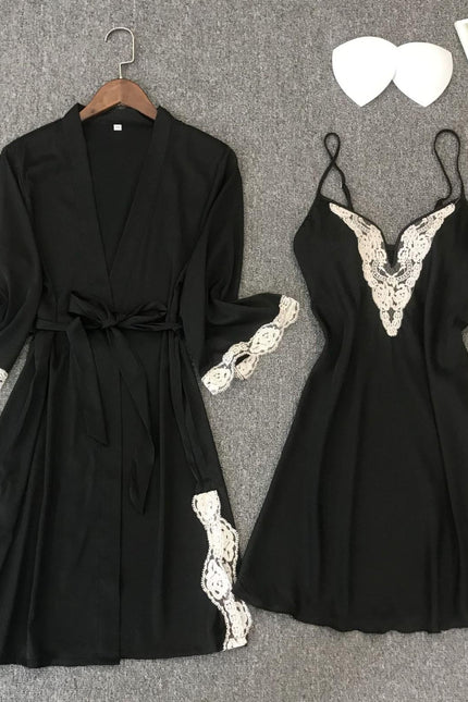 Robe de Chambre Courte Femme Noir