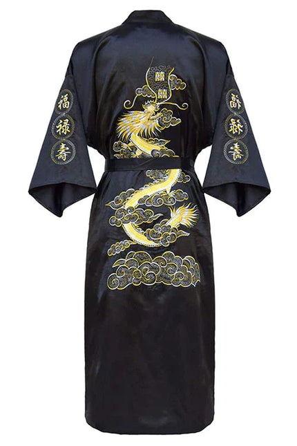 Peignoir Satin Femme Japonais Noir
