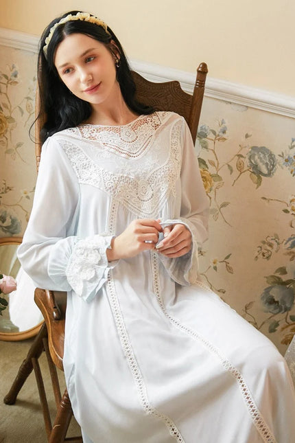 Robe de Chambre Longue Femme Coton Bleu