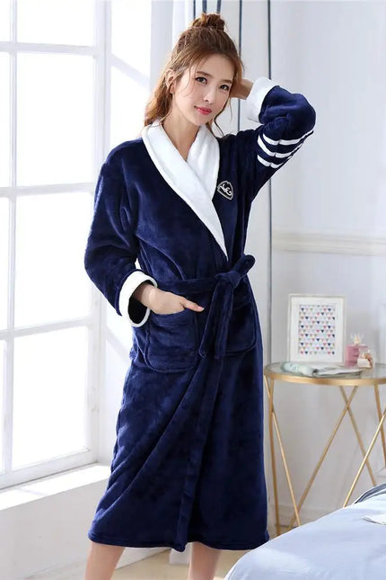 Peignoir pour Femme Polaire Bleu Marine