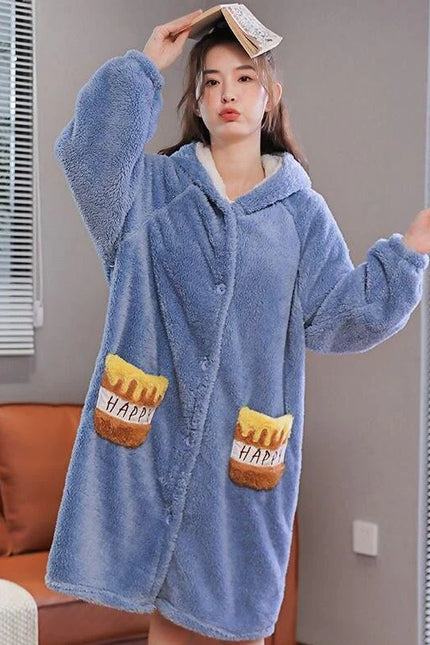 Robe de Chambre Polaire Capuche Femme