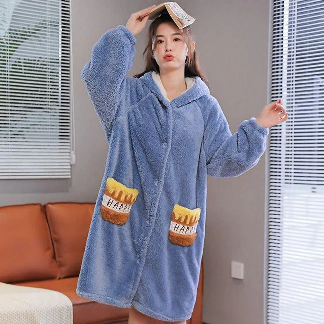 Robe de Chambre Polaire Capuche Femme