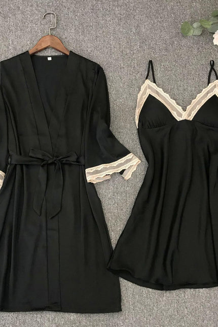 Robe de Chambre Courte Femme Noire et Blanche