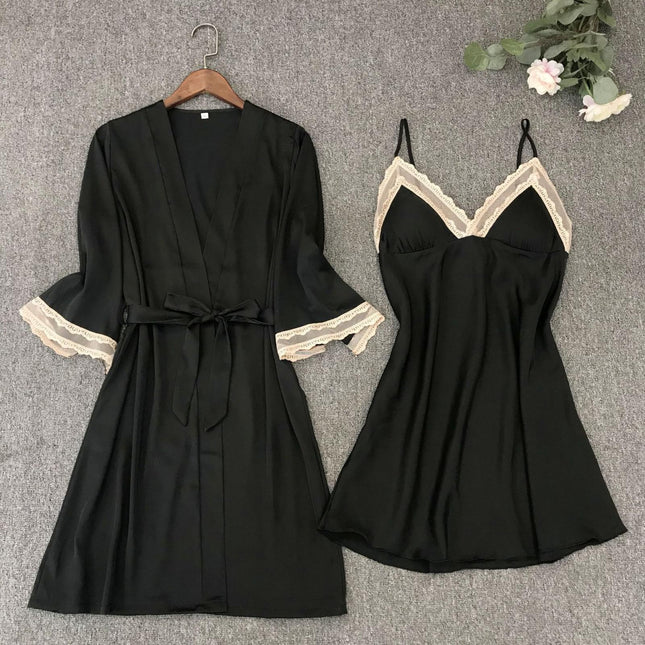 Robe de Chambre Courte Femme Noire et Blanche