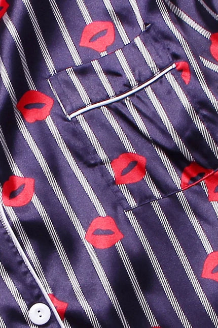 Sininen Satiini Lyhyt Pyjama