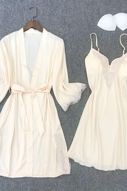 Robe de Chambre Courte Femme Beige