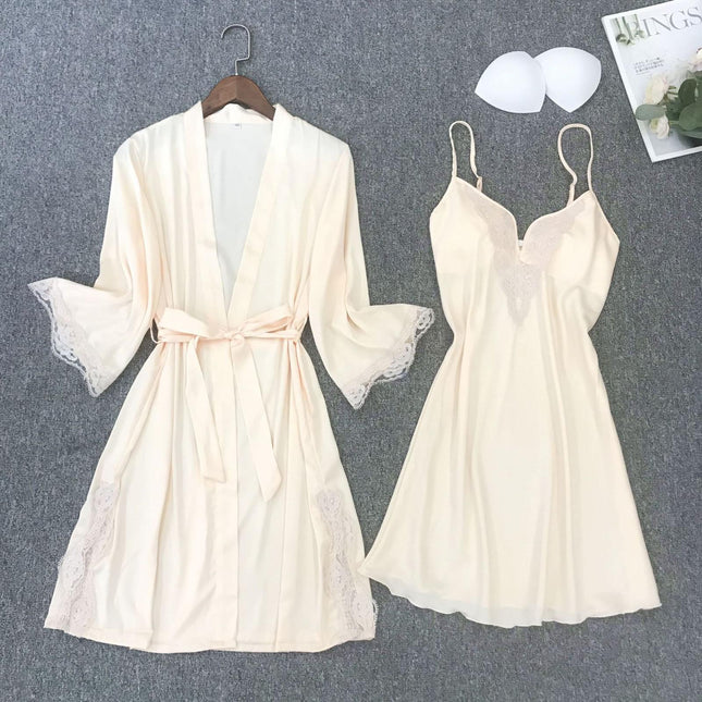 Robe de Chambre Courte Femme Beige
