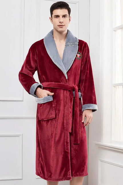 Peignoir Homme Bordeaux Polaire