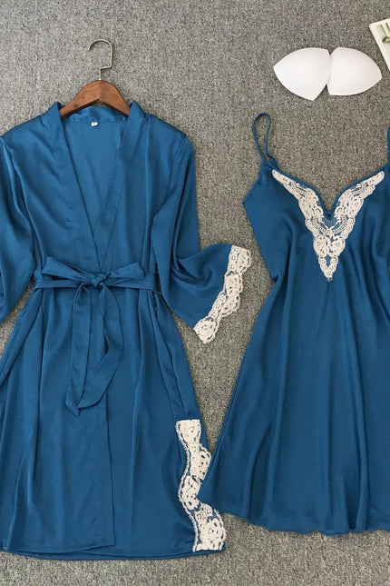 Robe de Chambre Courte Femme Bleue