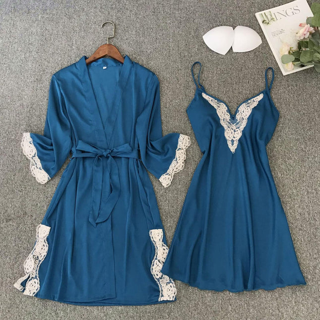 Robe de Chambre Courte Femme Bleue