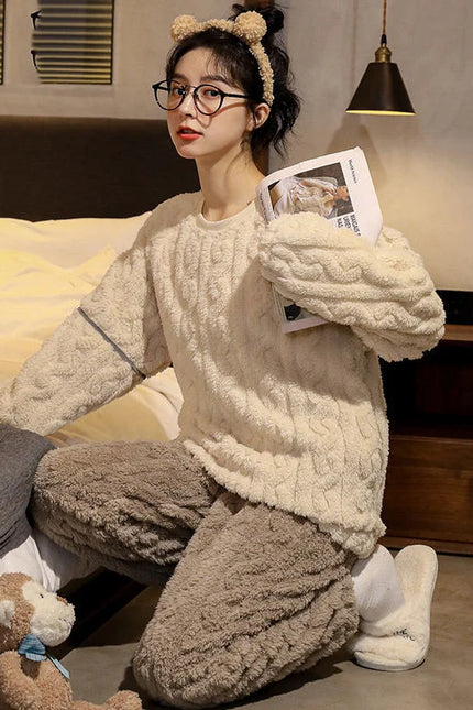 Pyjama Pilou Femme Beige
