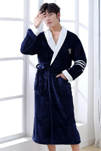 Peignoir Homme Bleu Marine Polaire