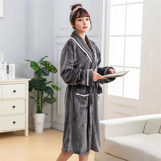 Peignoir Femme Gris Polaire