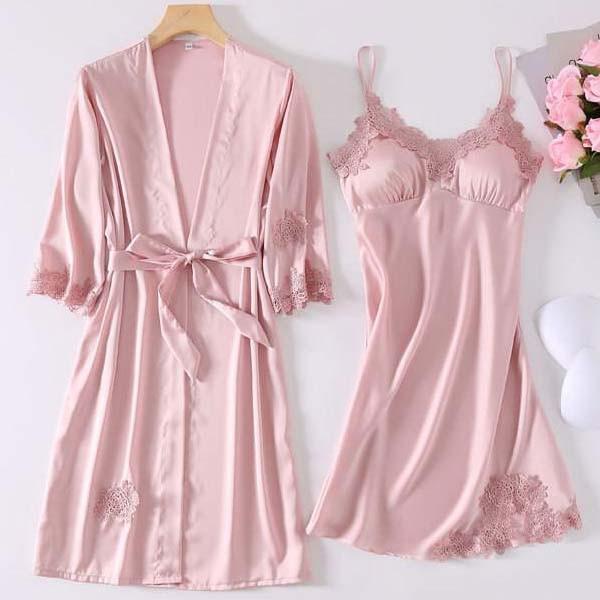 Robe de Chambre Courte Femme Rose Clair