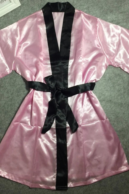 Robe de Chambre Courte Femme Rose et Noire