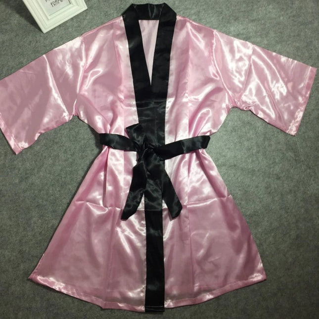 Robe de Chambre Courte Femme Rose et Noire