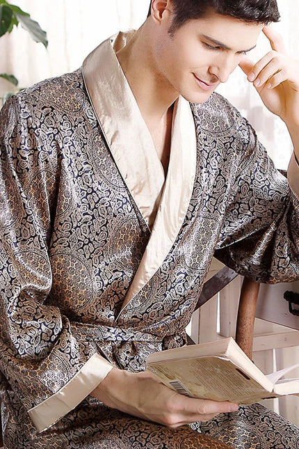 Peignoir Satin Homme à Motifs