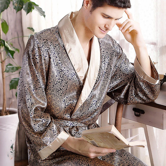 Peignoir Satin Homme à Motifs