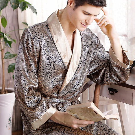 Peignoir Satin Homme à Motifs