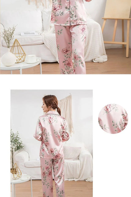 Kukallinen Kuviollinen Satiini Pyjama