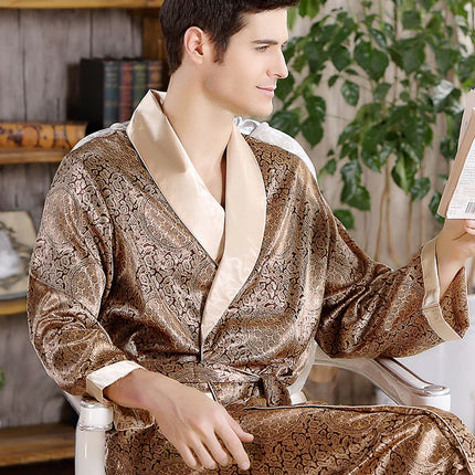 Peignoir Satin Homme Doré