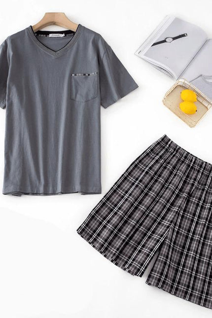 Pyjashort Gris à Carreaux