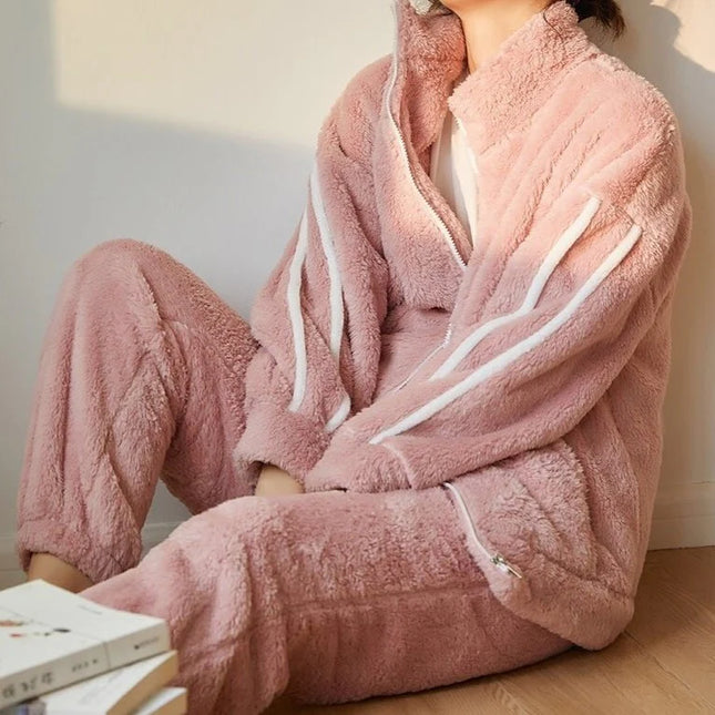 Naisten Fleece Pehmoinen Pyjama