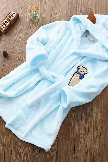 Peignoir Fille Chien Bleu