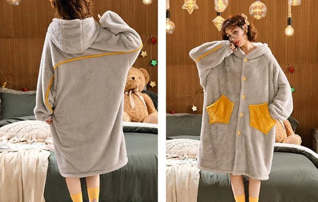 Naisten Harmaa Fleece Kylpytakki