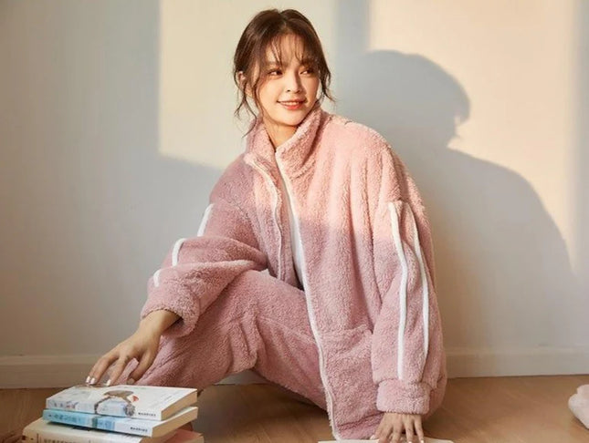 Naisten Fleece Pehmoinen Pyjama