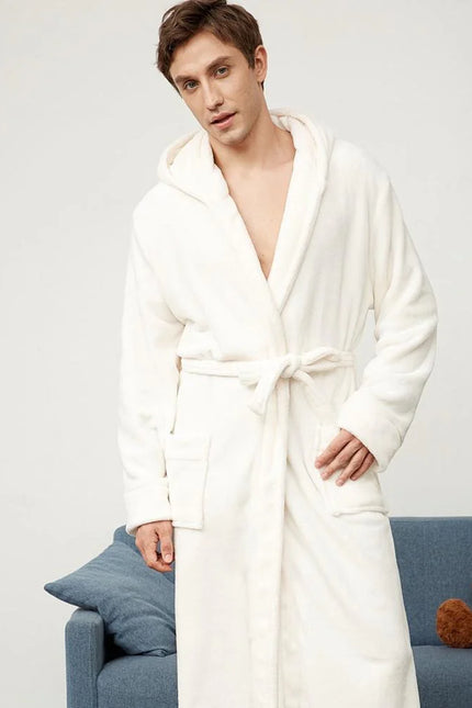 Peignoir De Bain Homme Blanc à Capuche