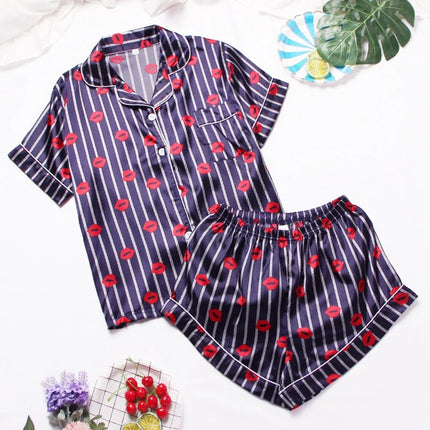 Pyjashort Satin Bleu