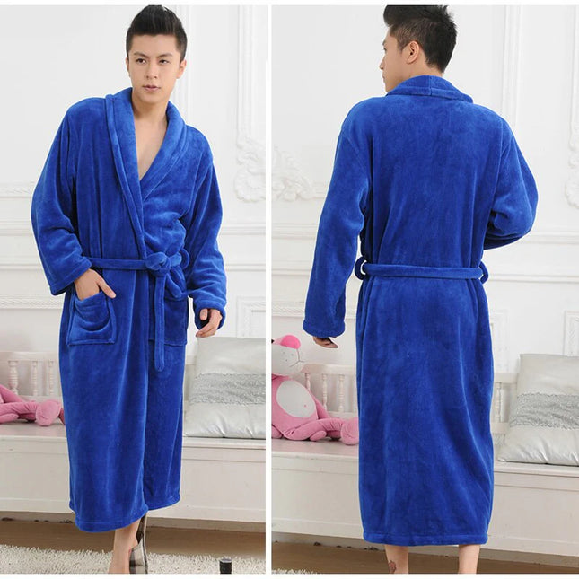 Miesten Paksu Fleece Kylpytakki