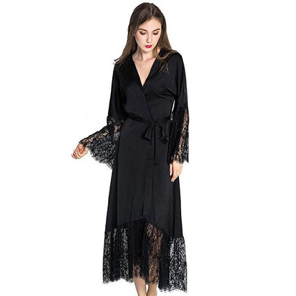 Peignoir Dentelle Noir Long