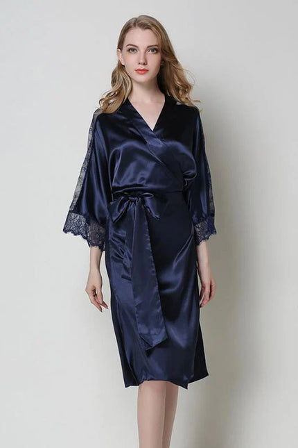 Peignoir Satin Dentelle Femme