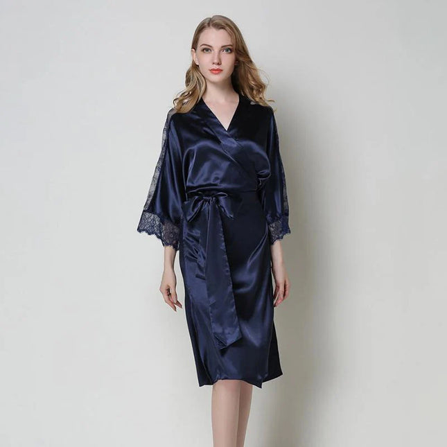 Peignoir Satin Dentelle Femme