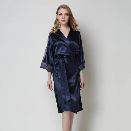 Peignoir Satin Dentelle Femme