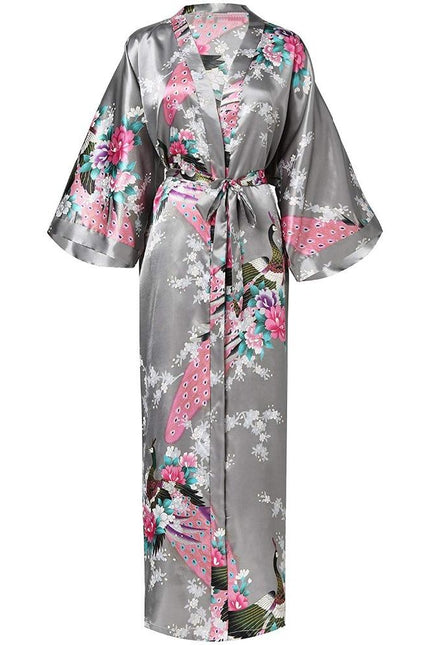 Peignoir Satin Femme Gris