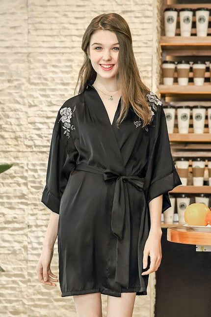 Peignoir Satin Femme Noir