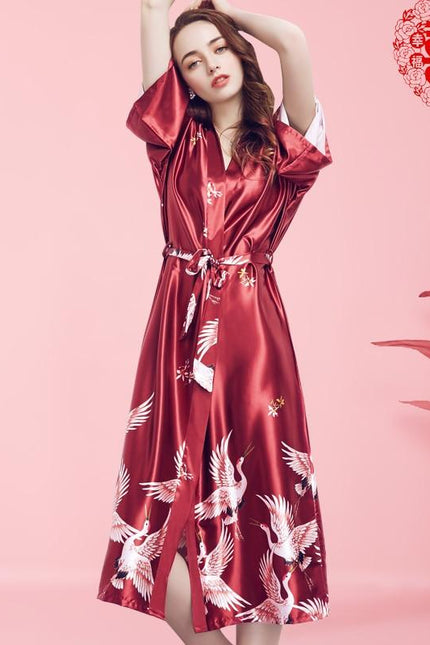 Peignoir Satin Femme Rouge