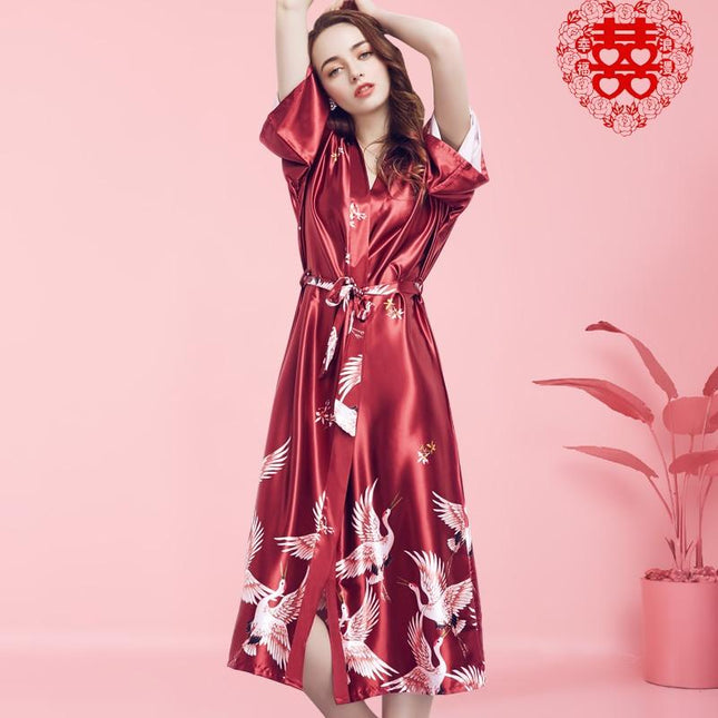 Peignoir Satin Femme Rouge