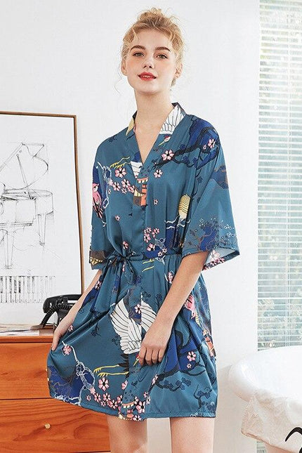 Peignoir Satin Oiseau